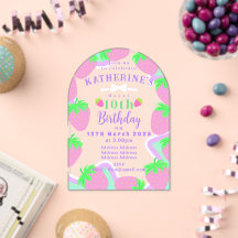 Strawberry Birthday Pastel Invitation card