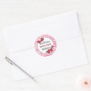 Strawberry Birthday Sticker or Favour Tag