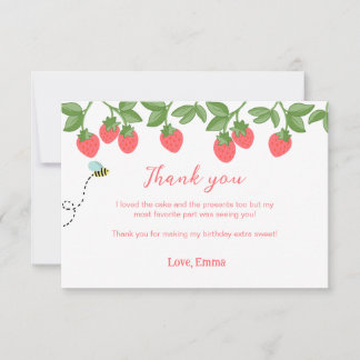 Strawberry Birthday Thank you Note Card