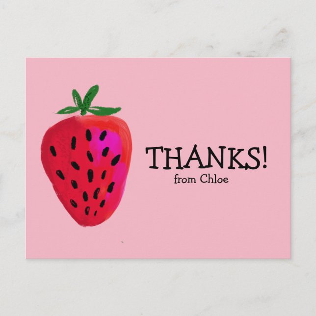 Strawberry | Birthday Thank You Post Card (Front)