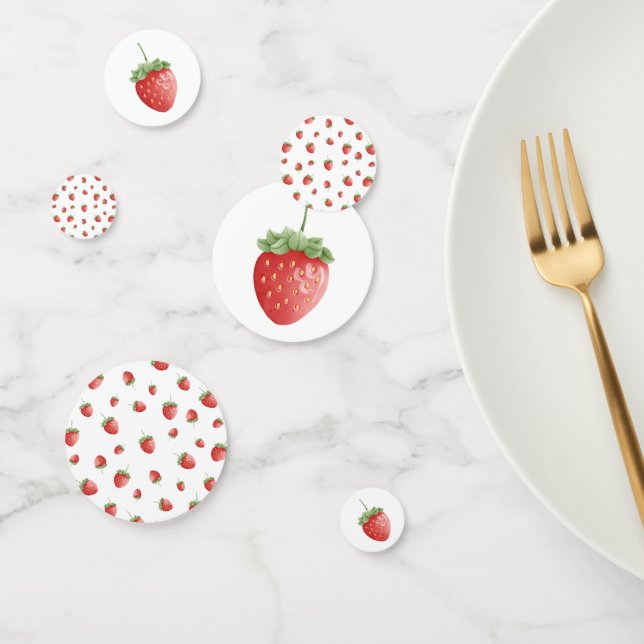 Strawberry Birthday White Confetti (Group)
