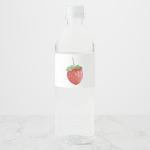 Strawberry Birthday White Water Bottle Label
