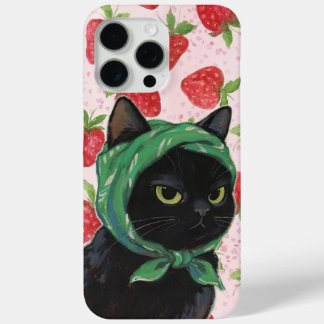 Strawberry black Cute Cat Phone Case Kawaii