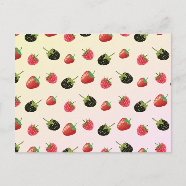 Strawberry, Blackberry, Raspberry: delicious fruit Postcard (Front)