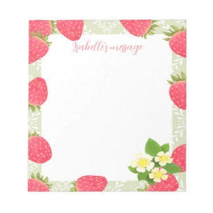 Strawberry Blank Green Notepad