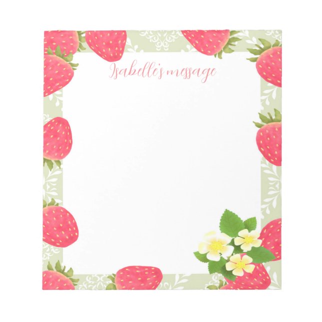 Strawberry Blank Green Notepad (Front)