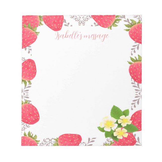 Strawberry Blank White Notepad (Front)