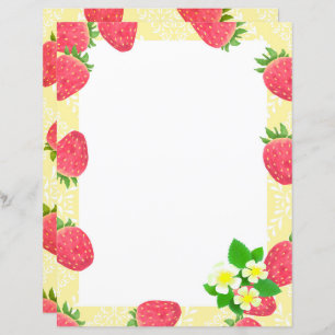 Strawberry Blank Yellow Stationery Paper