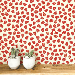 Strawberry Block Print Heritage Cottage Style Wallpaper