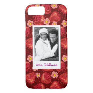 Strawberry Blossom Pattern   Monogram iPhone 8/7 Case