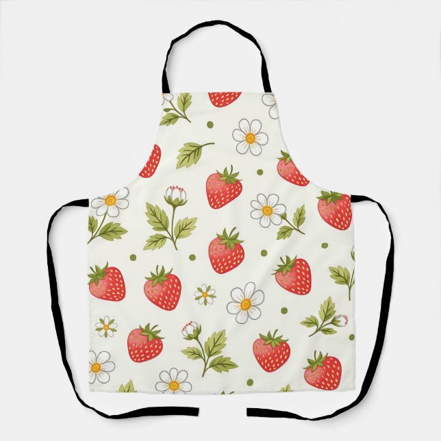 Strawberry Blossom Summer Pattern Apron (Front)
