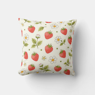 Strawberry Blossom Summer Pattern Cushion