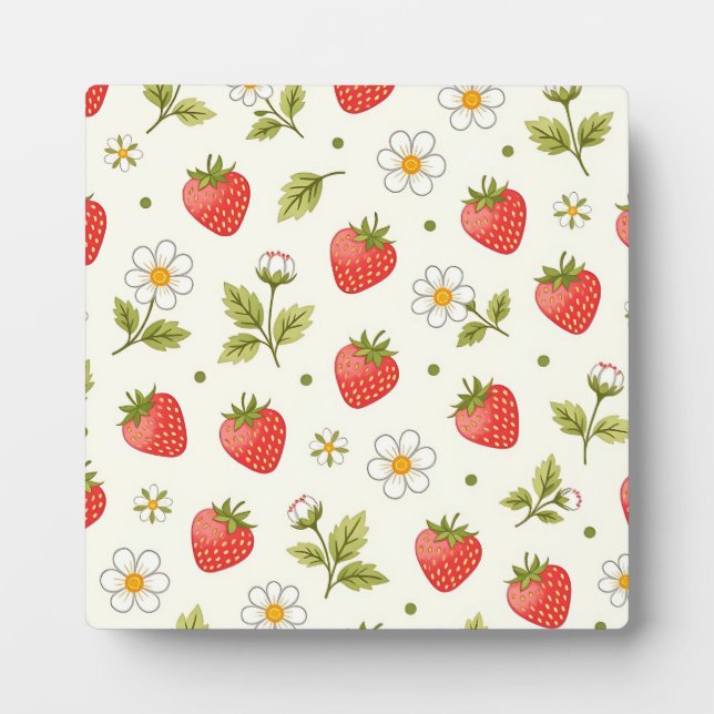 Strawberry Blossom Summer Pattern Plaque (Front)