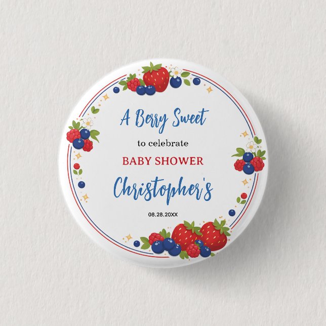 Strawberry Blueberry Berry Sweet Baby Shower 3 Cm Round Badge (Front)