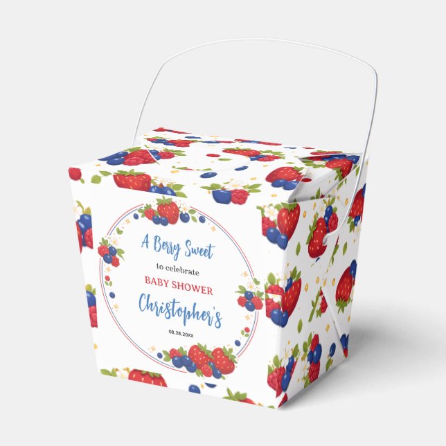 Strawberry Blueberry Berry Sweet Baby Shower Favour Box (Front Side)