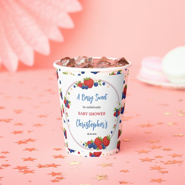 Strawberry Blueberry Berry Sweet Baby Shower Paper Cups (Insitu)