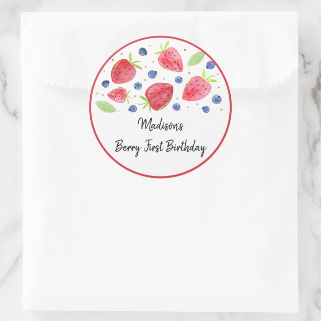 Strawberry Blueberry Berry Sweet Birthday Classic Round Sticker (Bag)