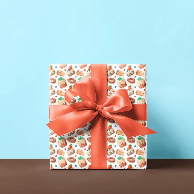 Strawberry Blueberry Cakes and Doughnuts Wrapping Paper (Creator Uploaded)