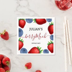 Strawberry & Blueberry Girl Birthday Party  Napkin
