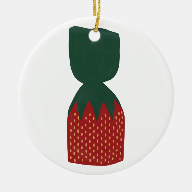 Strawberry Bon Bons Candies Ceramic Ornament (Front)