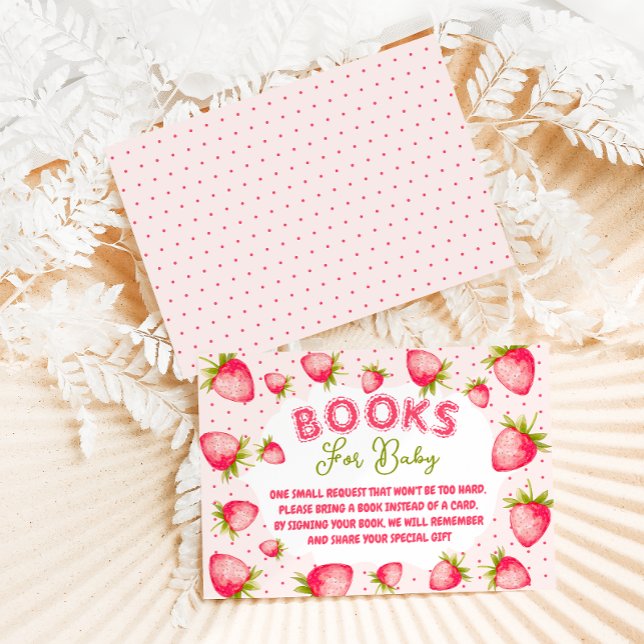 Strawberry Books for Baby Girl Baby Shower  Enclosure Card (Creator Uploaded)