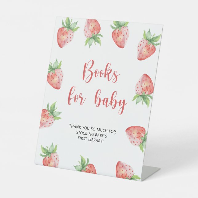 Strawberry - books for baby pedestal sign (Front)