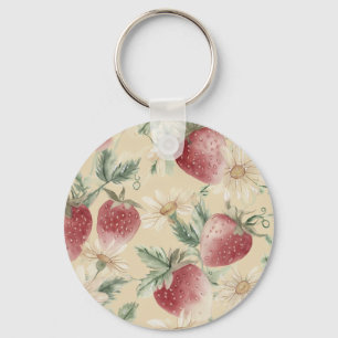Strawberry Botanical Cottage Keychain