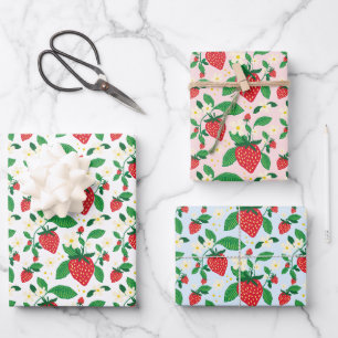 Strawberry Botanical Gift Wrap All-Over Pattern