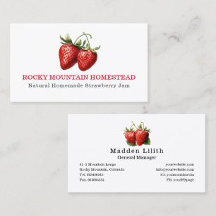 Strawberry Botanical Illustration Business Card