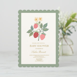 Strawberry Bouquet Blossom Baby Shower Invitation