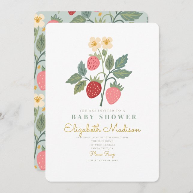 Strawberry Bouquet Blossom Baby Shower  Invitation (Front/Back)