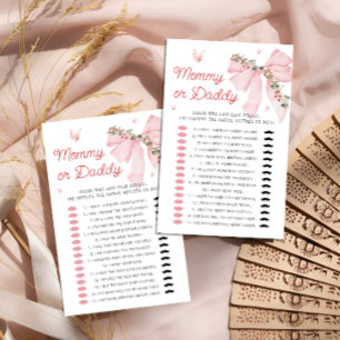 Strawberry Bow Mummy or Daddy Baby Shower Game