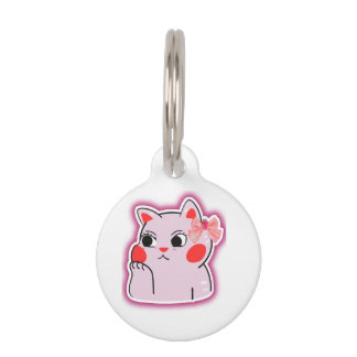Strawberry Bow Pink Kitty – Cute Cartoon Design fo Pet Tag