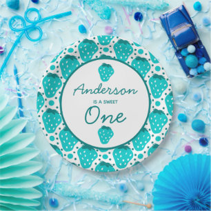 Strawberry Boy 1st Birthday Party Paper Plates