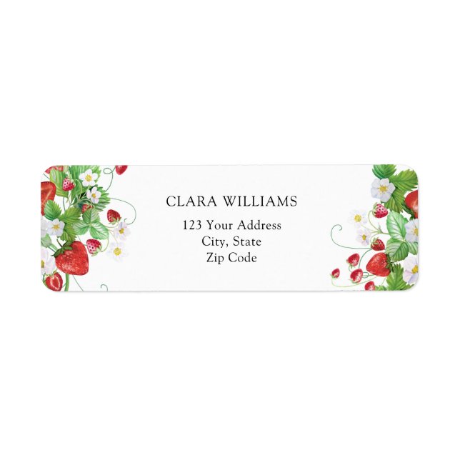 Strawberry Bridal Shower Return Address Label (Front)
