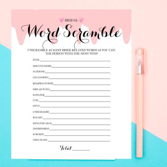 Strawberry Bridal Shower Word Scramble Game (Creator Uploaded)