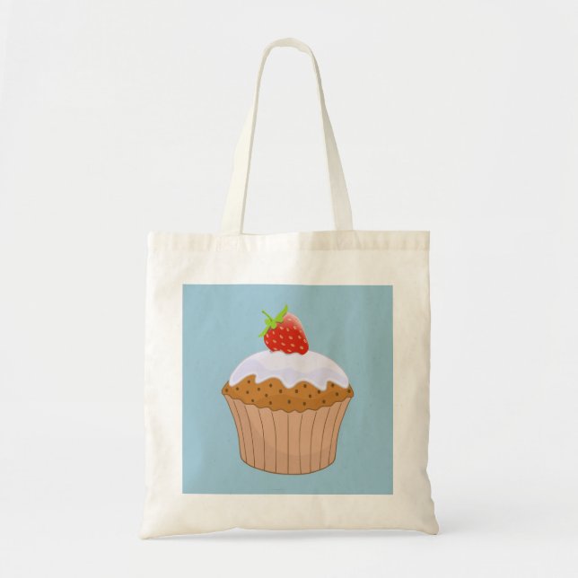 Strawberry Bun on Blue Cute Tote Bag (Front)