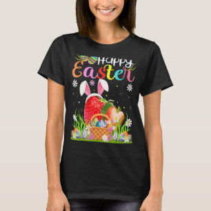 Strawberry Bunny Egg Hunting Strawberry Happy Eas T-Shirt