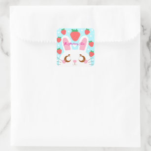 Strawberry Bunny Square Sticker