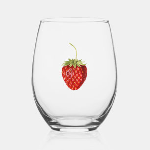 Strawberry (by Louis C.C. Krieger) Stemless Wine Glass