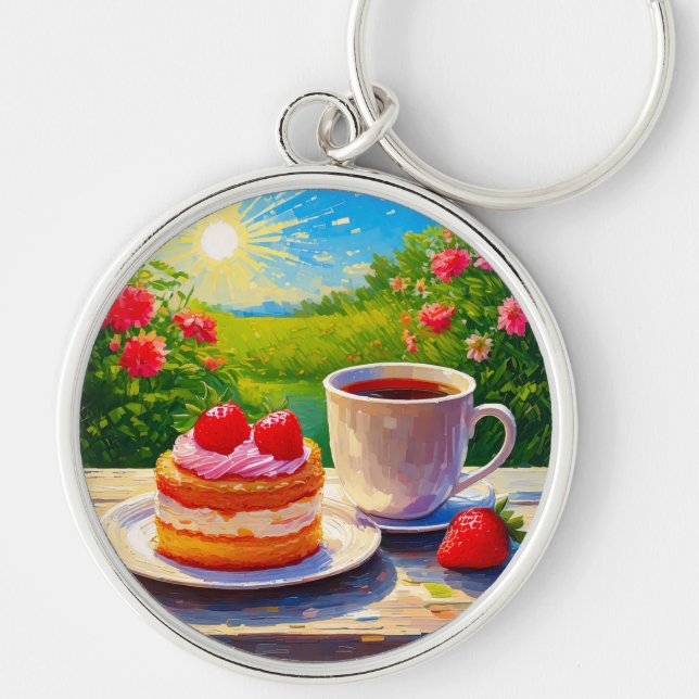 Strawberry Cake and Coffee Delight Key Ring (Front)