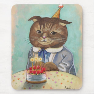 Strawberry Cake Birthday Kitty Mouse Pad