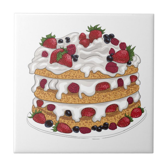 Strawberry Cake Ceramic Tile (Front)