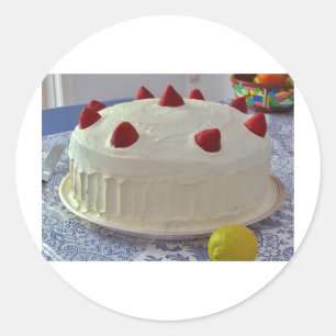 Strawberry Cake Classic Round Sticker