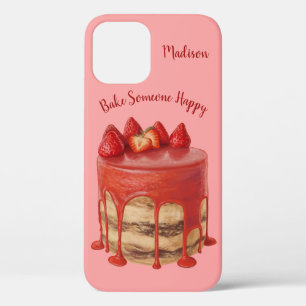 Strawberry Cake custom name & text phone cases