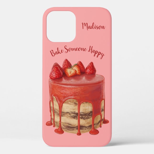 Strawberry Cake custom name & text phone cases (Back)