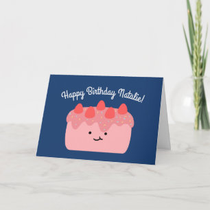 Strawberry Cake   Happy Birthday Greeting Folded Card