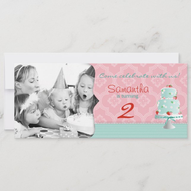 Strawberry Cake Photo Template Birthday (Front)