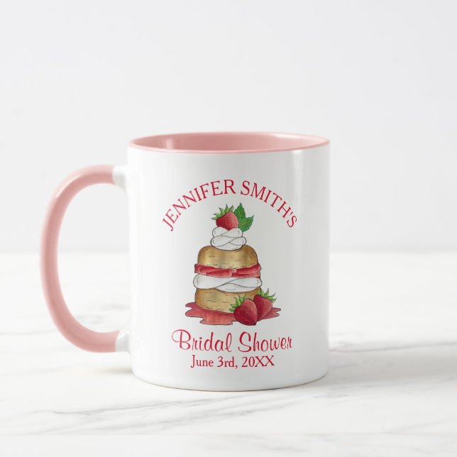 Strawberry Cake Shortcake Bridal Shower Birthday Mug (Left)