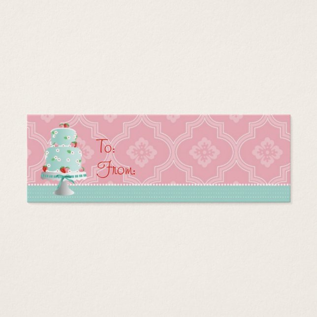 Strawberry Cake Skinny Gift Tag (Front)